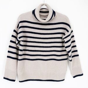 Mia Fratino Beige and Blue Stripe Cashmere Sweater Size XS